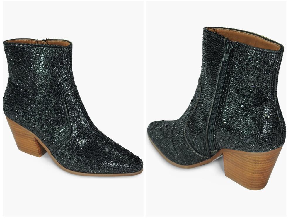 Band of the Free Rita Rhinestone Western Black Bootie Boots New